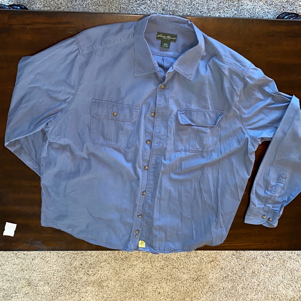 Eddie Bauer long sleeve button down casual shirt XXL good condition blue